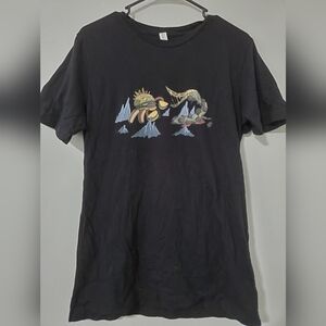 Food Fight Novelty T-Shirt Graphic Tee Burger Taco Pizza Mens Large Shirt